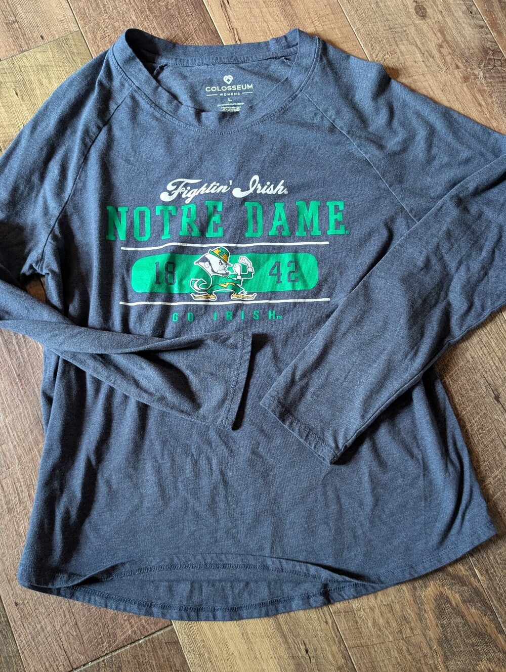 Women's Notre Dame Cotton Long Sleeve Tailgate Team Spirit Shirt Large